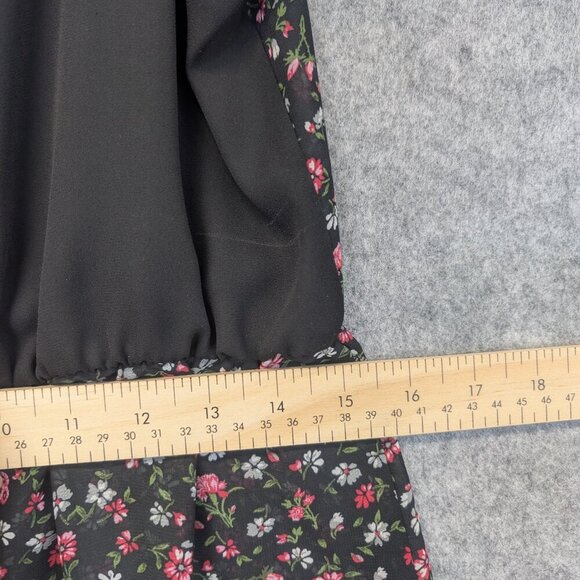 Black floral sleeveless top shirt blouse flowy draped lightweight boho - Large - Picture 7 of 10